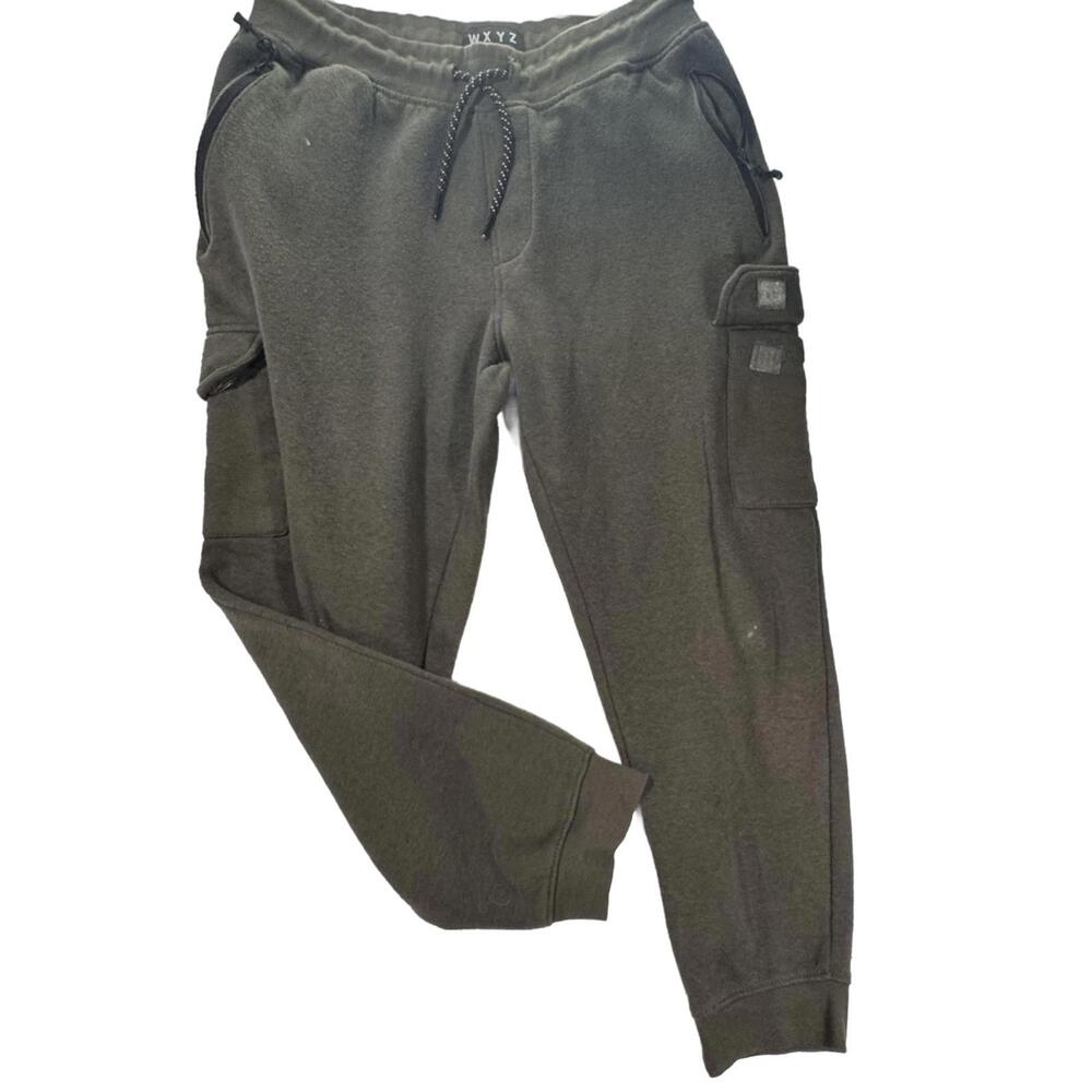 WXYZ Joggers Men's Medium Cargo Pockets Khaki Green‎ Sweatpants READ